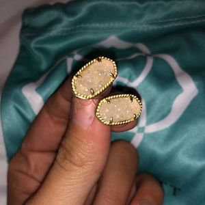 Authentic Kendra Scott White Druzy and Gold